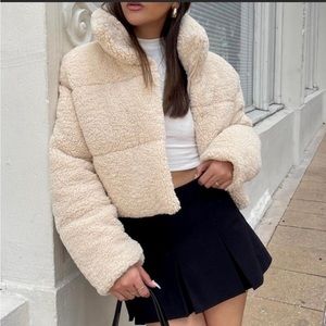 Zara Padded Fleece Crop Jacket